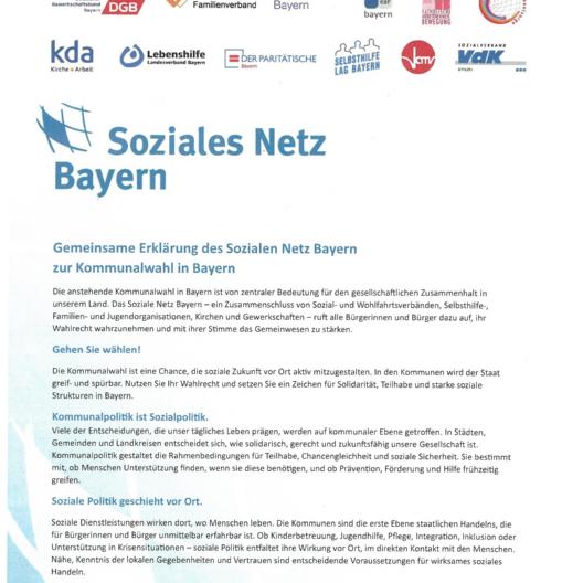 Erklärung Soziales Netz Bayern Kommunalwahl